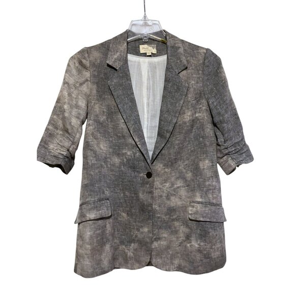 Elizabeth James Linen Blazer 6 Distressed Tie Dye Minimalist Grunge 100% Linen - Picture 2 of 12